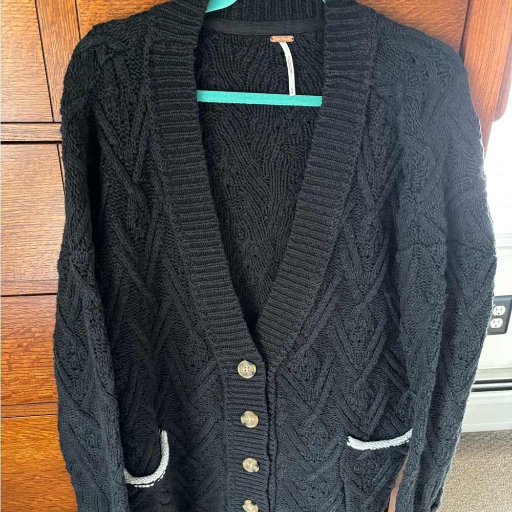 Free People Black Knit Cardigan